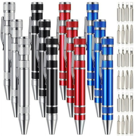 12 Pieces Pen Screwdriver Gifts Multitool Handy Tool Eight in One Magnetic Pocket Multi Precision Function