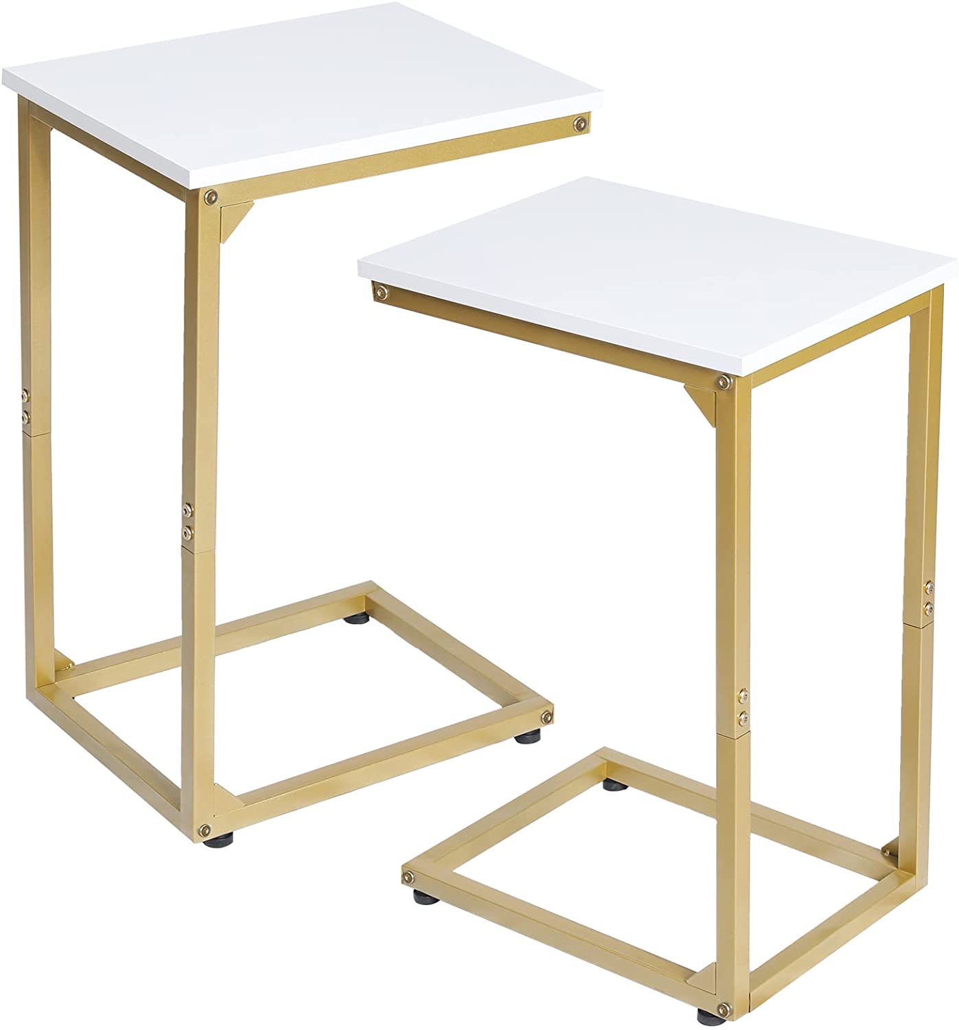 C Shaped End Table Set of 2 C Tables for Sofa Snack Couch Tables That