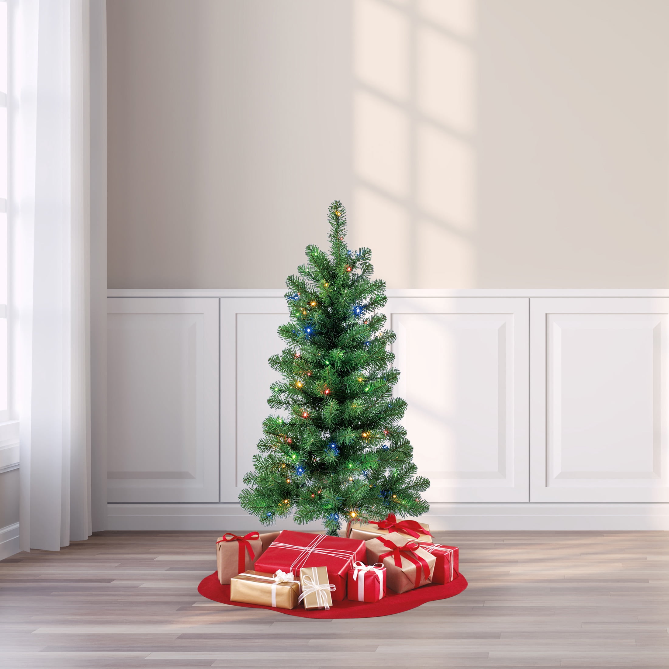 4' Pre-Lit Indiana Spruce Green Artificial Christmas Tree with Color-Changing LED Lights, by Holiday Time
