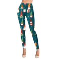 thumbnail image 5 of Leggings for Women Tummy Control Autumn Winter Christmas Pattern High Waist Floral Printed Women's Yoga Pants,Green,M, 5 of 5