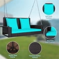 thumbnail image 2 of Pemberly Row 2 Person Patio Rattan Hanging Porch Swing Bench Chair Turquoise, 2 of 8