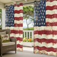 thumbnail image 5 of Outdoor Curtains for Patio Waterproof, American Flag Windproof Pravicy Outside Porch Blackout Curtain, Vintage Blue Red USA Flag Retro Sun Blocking Grommets Curtains for Cabana Gazebo 54"x108", 5 of 9