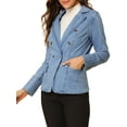 thumbnail image 4 of DARING DIVA Women's Lapel Jeans Blazer Denim Jacket W Pockets M Baby Blue, 4 of 6