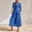 Blue, variant on Women's 2-Piece Linen Blend Outfit Set V-Neck Button Front Blazer and Wide Leg Cropped Pants Casual Workwear Set for Spring Summer(Black,S)