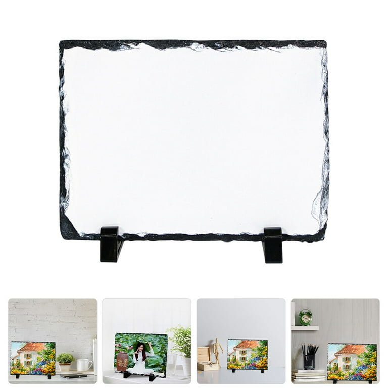 4 Packs Sublimation Slate Blanks 3.5 x 5.5 Inches Rock Stone Sublimation  Blanks Matte Surface Rectangular Photo Slate Blanks for Sublimation with  Display Stand
