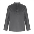 thumbnail image 5 of Men's Linen Henley Shirt – Long Sleeve Hippie Beach Top with Quarter-Button Collarless Design, Lightweight Cotton-Linen Blend for Casual Wear, 5 of 5