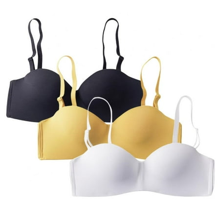 

3pcs Women Bralette 1/2 Cup Bra Back Closure Bra Adjustable Strap Bra Strapless Bra Wire Free Bra Thin Mold Cup Bra Two Wear Bra Female Summer Thin Bra Dress Wild Bra