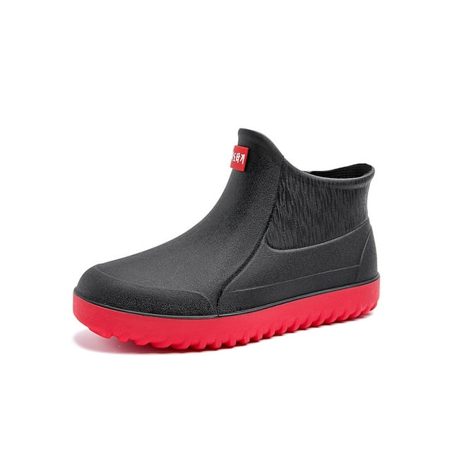 Woobling Men Kitchen Shoes Slip On Chef Shoe Round Toe Mules Resistant Clogs Comfort Lace Up Red 8