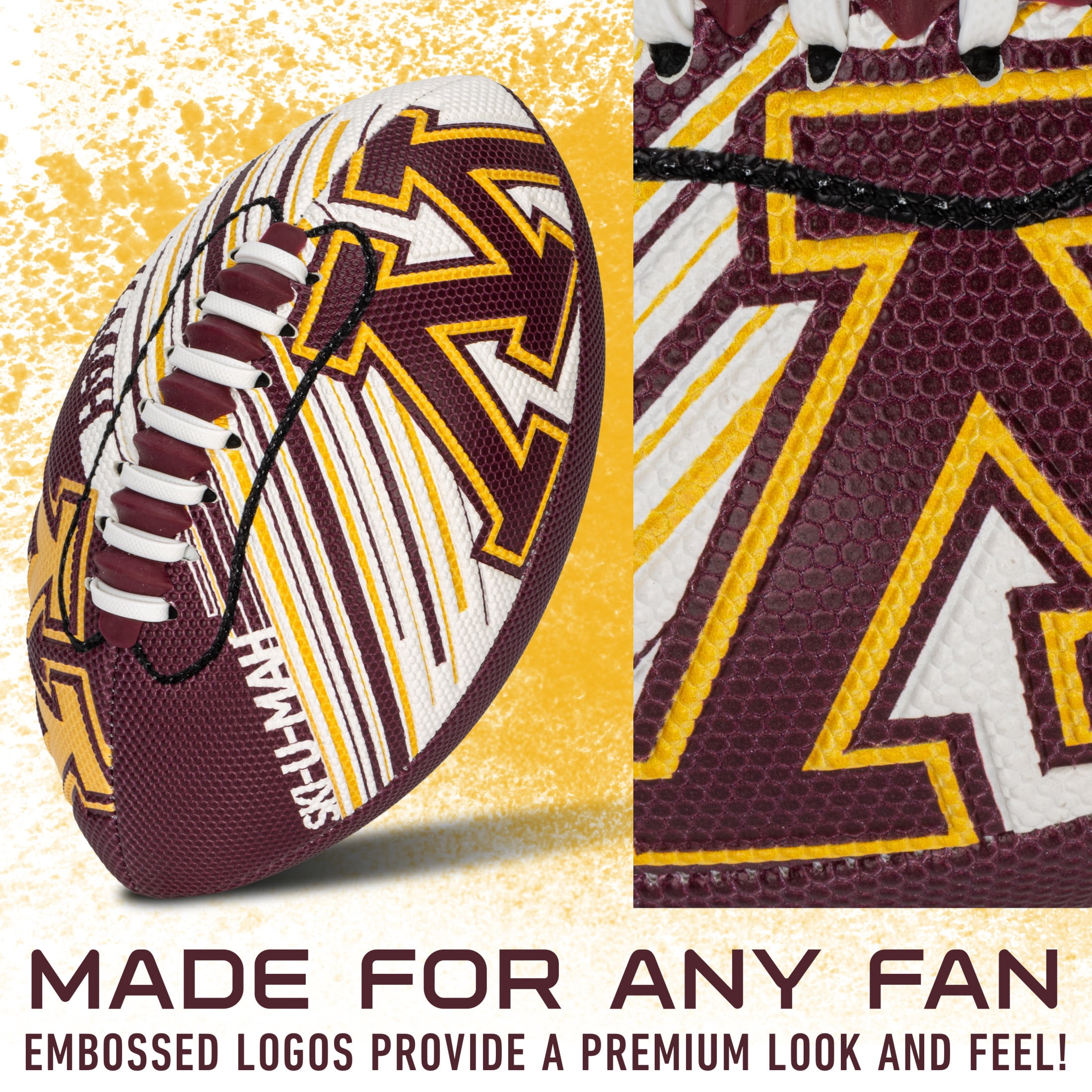 NCAA Minnesota Golden Gophers Foam Football - Youth Mini Football for Kids - 8.5" Junior Soft Foam Football - SPACELACE Easy Grip Cover - Perfect Toy Football for Kids