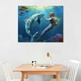 thumbnail image 2 of ARISTURING Canvas Print Wall Art 3D Dolphin and Mermaid Under The Sea Fantasy &amp; Sci-Fi Ocean Digital Art Modern Art Nautical Scenic Colorful Ultra for Living Room, Bedroom, Office, 2 of 6