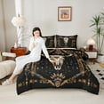 thumbnail image 4 of Erosebridal Retro Aztec Boho Bedding Sets King with Comforter,Brown Bull Skull Duvet Insert,Exotic Tribal Comforter Sets King Size,Microfiber Bedroom Decorative Reversible,3pcs, 4 of 7