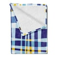 thumbnail image 2 of Yellow and Blue Soft Flannel Fleece Throw Blanket, Retro Scottish Checkered Tartan with Color Stripes Lines Pattern, Cozy Plush for Indoor and Outdoor Use, 50" x 60", Pale Violet Blue, by Ambesonne, 2 of 5
