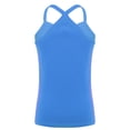 thumbnail image 2 of inlzdz Kids Girls Dance Cotton Tank Top Y-Back Camisole Spaghetti Straps Vest Yoga Workout Basic Blue 130, 2 of 5