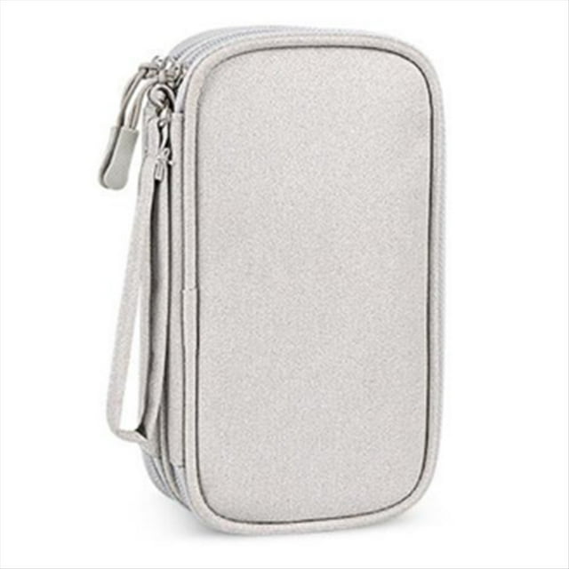 Bolsa de Almacenamiento PortáTil de Dos Niveles para Productos Digitales: Organizador de Viaje para Cables USB, Auriculares y Accesorios, Color Gris