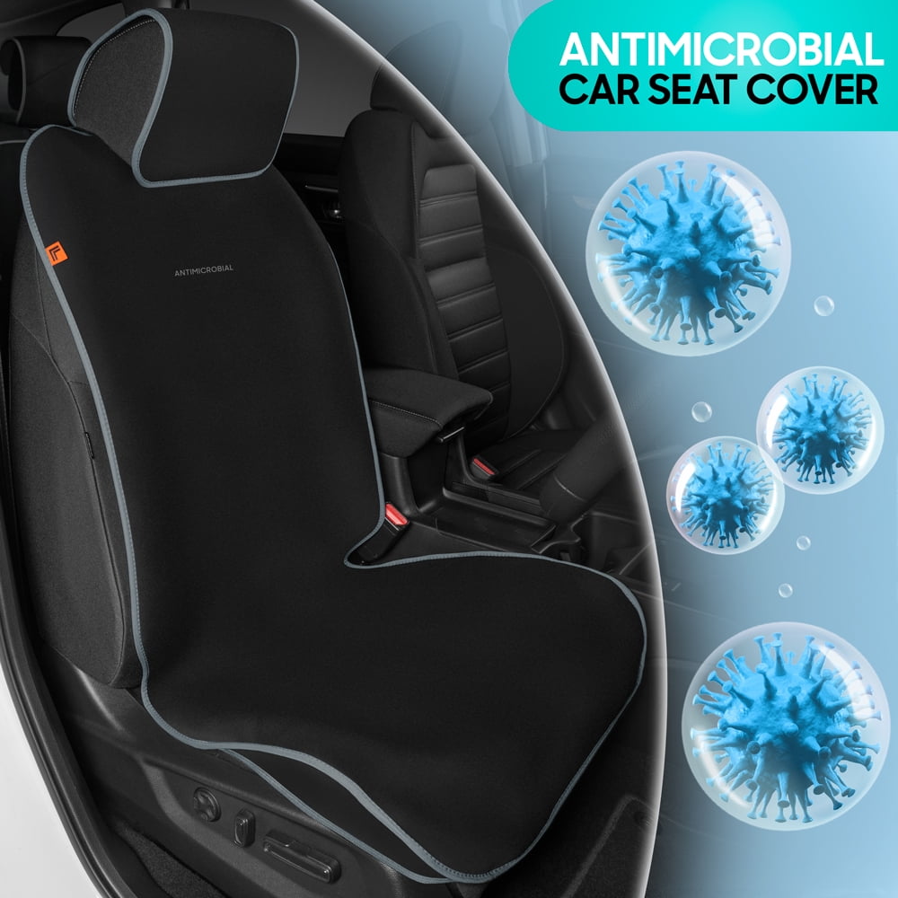 Sharper Image Antimicrobial Car Seat Cover for Front Seats Silver Ion