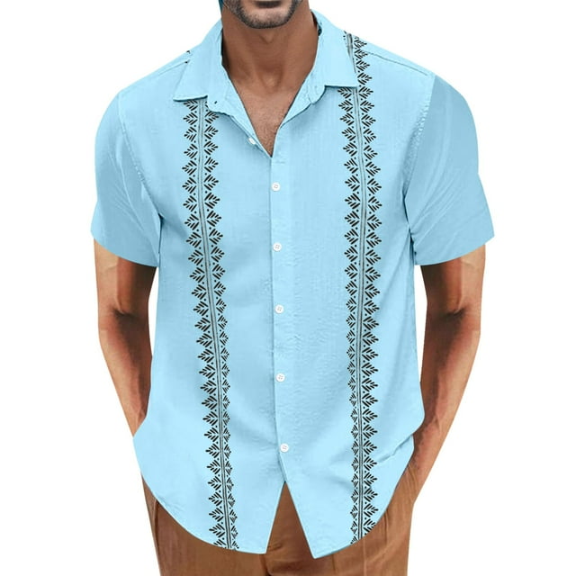 BOBOGOJP Robe Slim Homme Chemises Regular Fit Manches Courtes Casual Button Down Chemises, Blue S