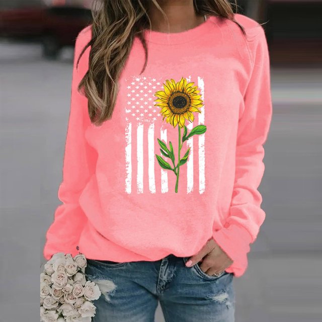 Winter Womens Casual Long Sleeve Tops Ladies Print Sweatshirt Blouse Tee Sweater