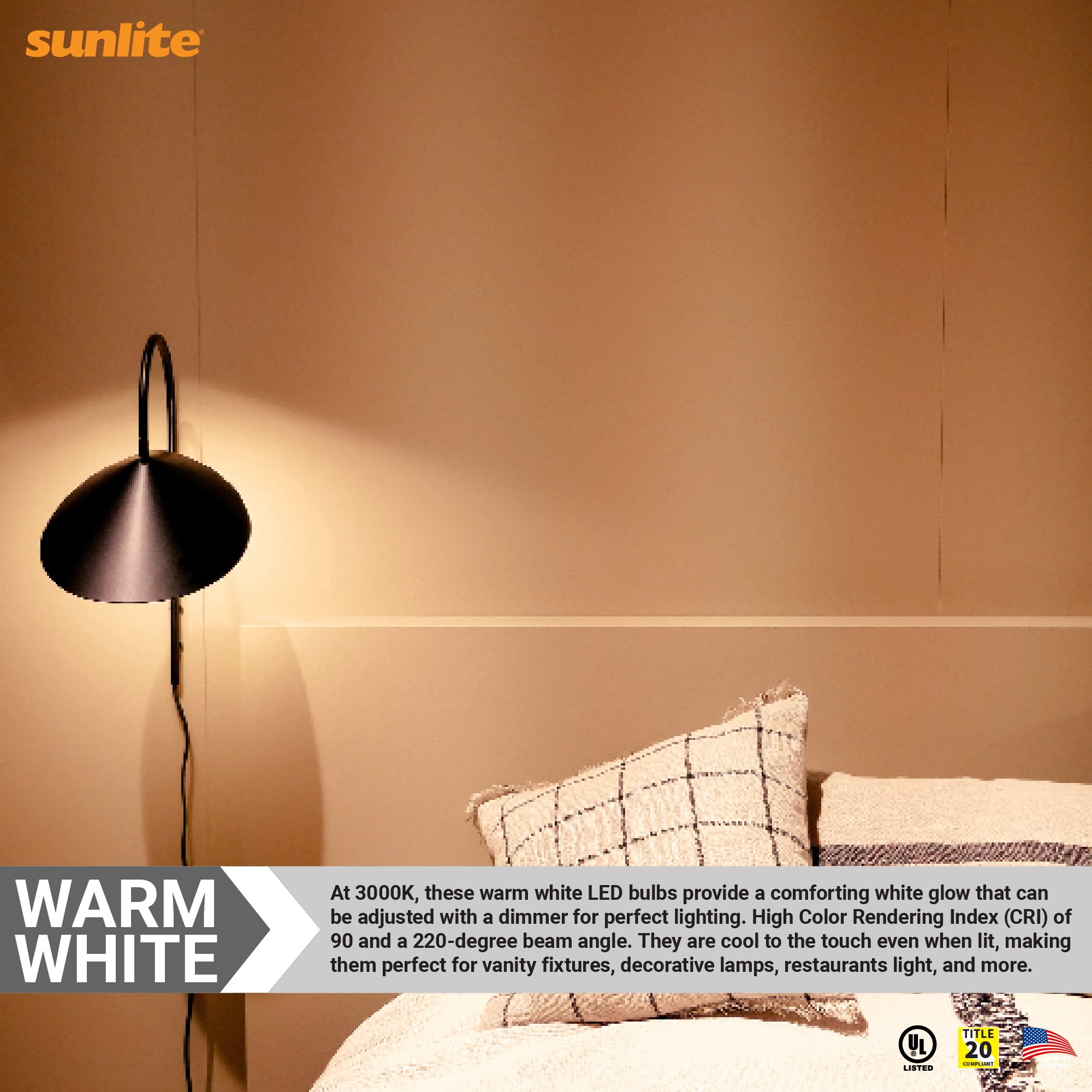 Sunlite LED G25 Globe Light Bulb, 6 Watts (60W Equivalent), Standard E26 Base, 500 Lumens, Dimmable, Frosted, 90 CRI, Title-20 Compliant, ETL Listed, 3000K Warm White, 6 Pack