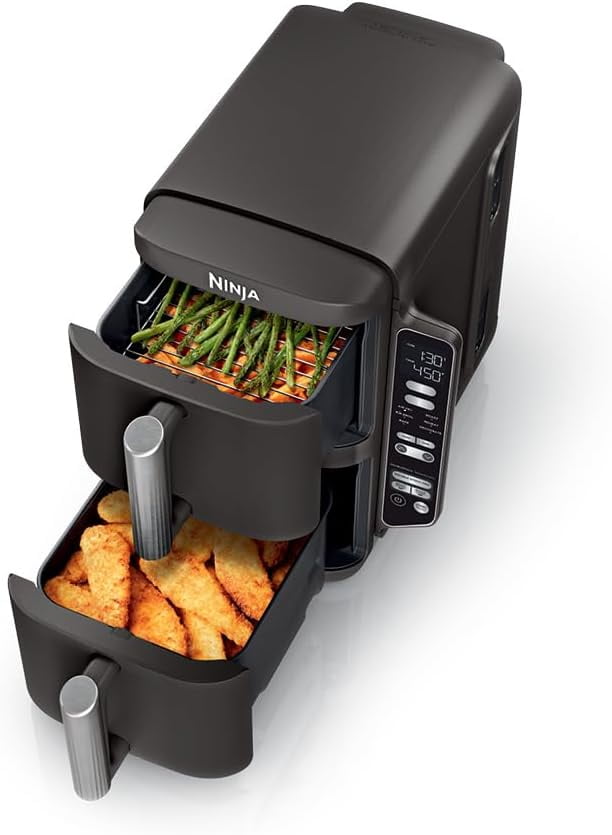 Restored Ninja DoubleStack 2-Basket Air Fryer, Cooks 4 Foods at