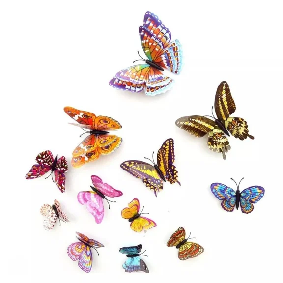 12 Pcs 3D Butterfly Wall Stickers Pvc Children Room Home Decoration All Room *