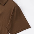 thumbnail image 6 of IWRICH Men's Knit Basic Polo Shirt Short Sleeve Textured Classic Solid Color Tees Collared Business Slim Fit Tops Coffee M, 6 of 7
