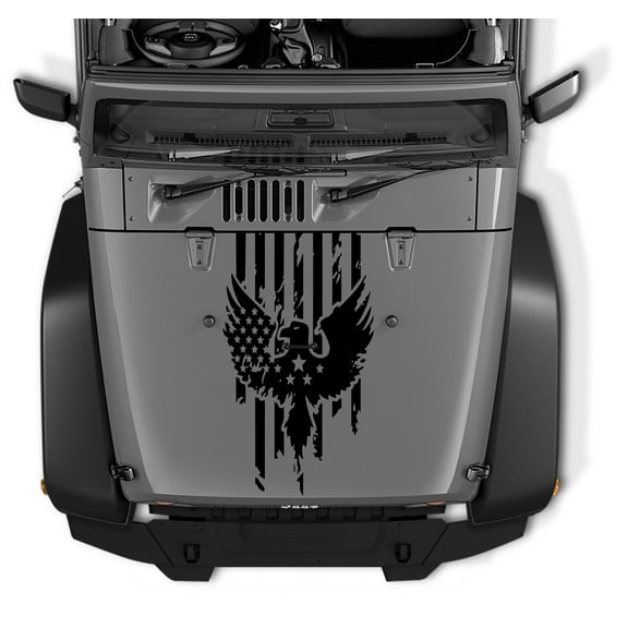 Collectible Decals Distressed American Flag w/ Eagle Blackout Hood Decal Vinyl