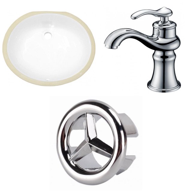 American Imaginations 19.5-in. W CUPC Oval Bathroom Undermount Sink Set In White - Chrome Hardware AI-26825