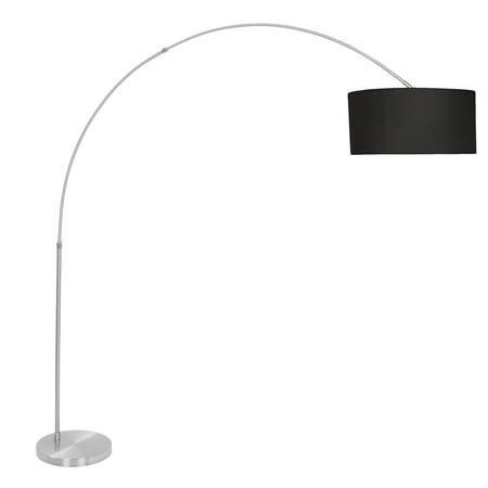 - Salon Contemporary Floor Lamp with Satin Nickel Base and Black Shade by LumiSource