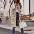 thumbnail image 5 of Chaqueta larga de plumón para mujer, sin mangas, con capucha, para invierno, cálida, talla grande, delgada, con cremallera, chaleco acolchado para exteriores, 5 of 5