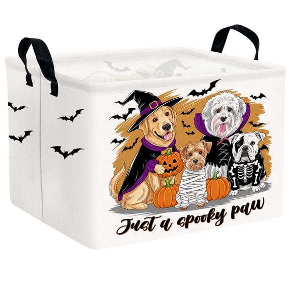 ASKETAM Cute Halloween Basket for Kids Trick or Treat Party Decor Storage Bin (Dogs, Pumpkins, Bats)