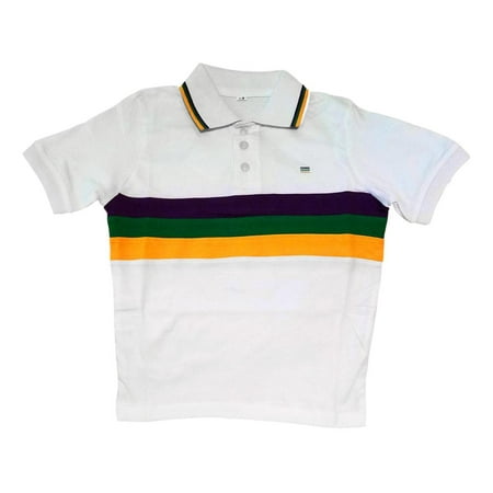 Child XSmall Mardi Gras Rugby White Purple Green Yellow Knit SS Shirt