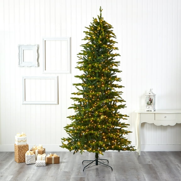 Nearly Natural 9' Green Holiday Fir Artificial Christmas Tree Prelit 800 Clear LED Lights