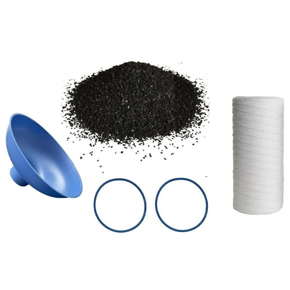 . - Activated Charcoal Water Filter, Coconut Shell Carbon for Whole House Water Filter System with 5 Micron Sediment Filter, O-Rings & Funnel - PC600-P