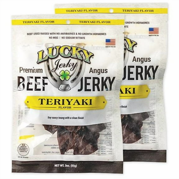 Lucky Beef Jerky 3oz Teriyaki Slab Jerky - High Protein Snack - 1 Bag