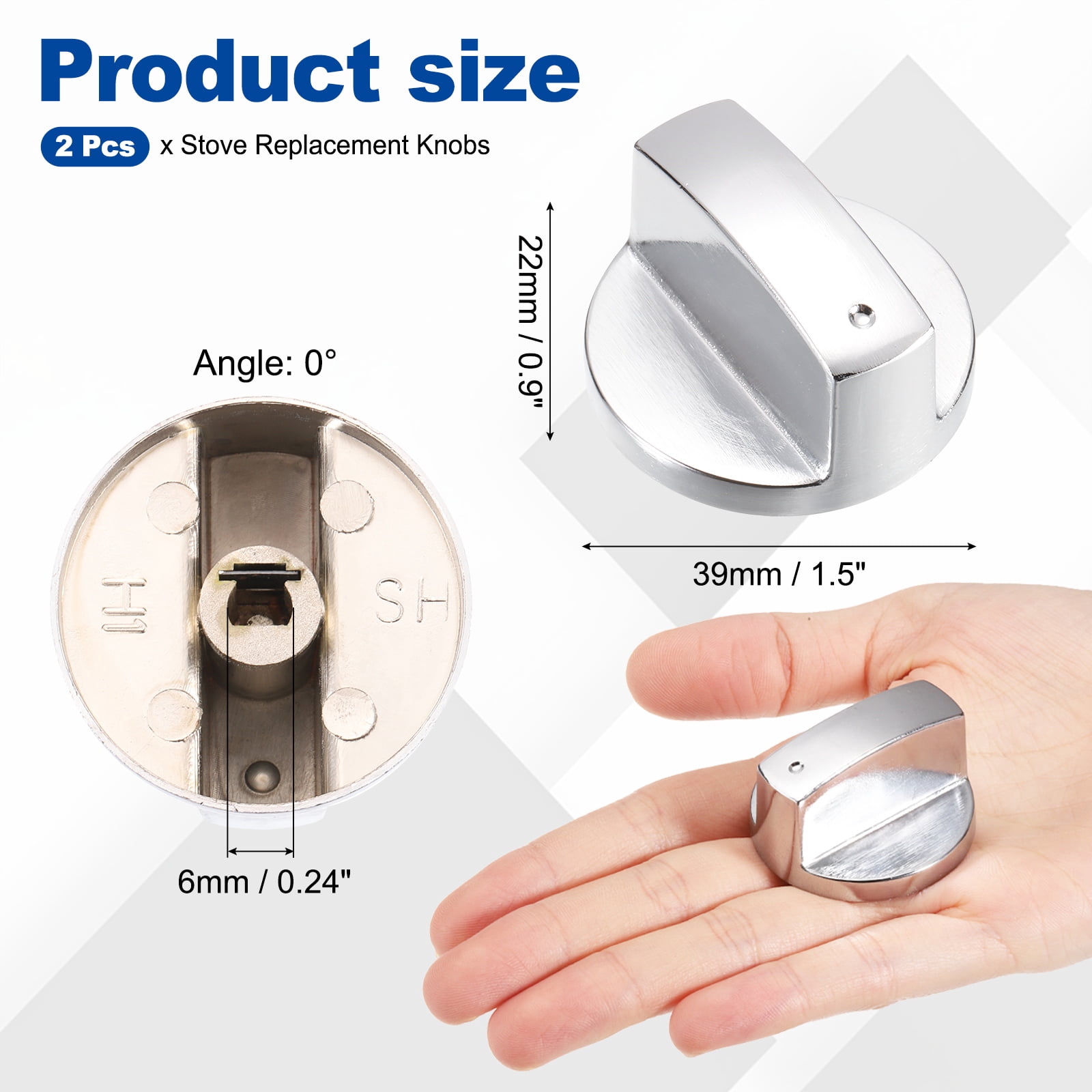 Unique Bargains Gas Stove Knob Universal Cooker Replacement Metal Switch 6mm