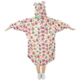 thumbnail image 2 of Dailycode Wearable Blanket Hoodie Oversized Sherpa Flannel Blankets with Pocket for 3-14 Year Old Cute Strawberry, 2 of 7