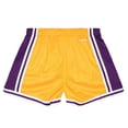 thumbnail image 3 of Women's Mitchell & Ness  Gold Los Angeles Lakers Swingman Big Face 3.0 Basketball Shorts, 3 of 4