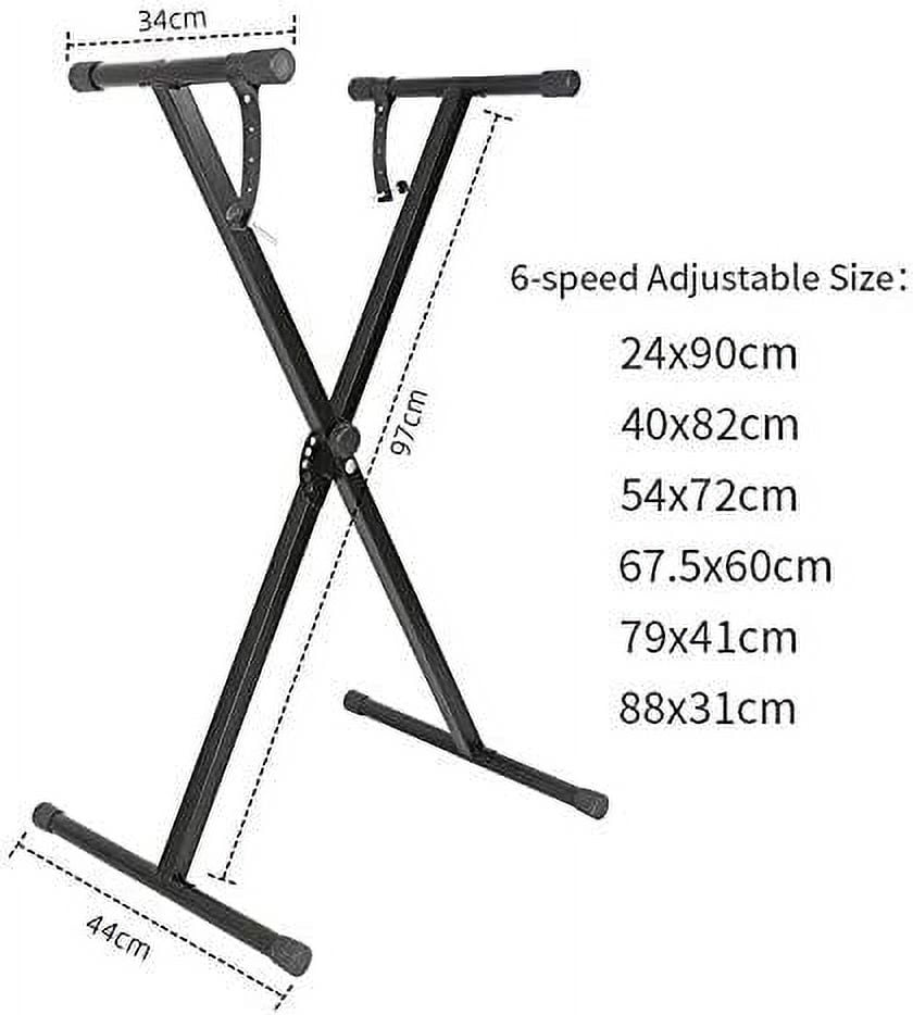 Single X Keyboard Stand and Bench Set, Adjustable Height Digital Piano Stand with Lockable Straps for 49 61 76 88 Keys