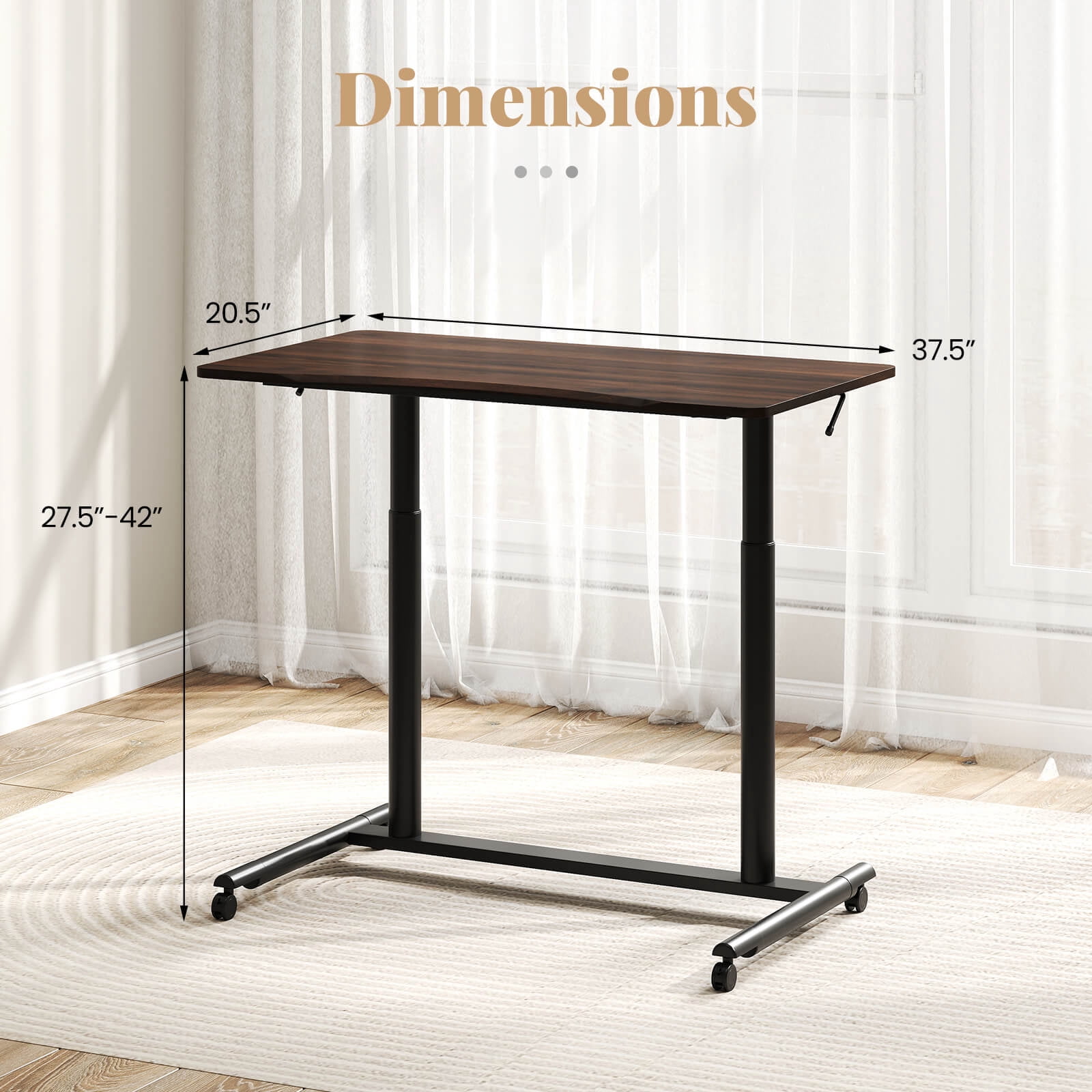 Costway Mobile Standing Desk with Lockable Wheels & Aluminum Frame Rolling Laptop Desk