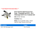 thumbnail image 2 of Direct Injection High Pressure Fuel Pump - Compatible with 2012 - 2013 Volkswagen Golf R 2.0L 4-Cylinder GAS, 2 of 2