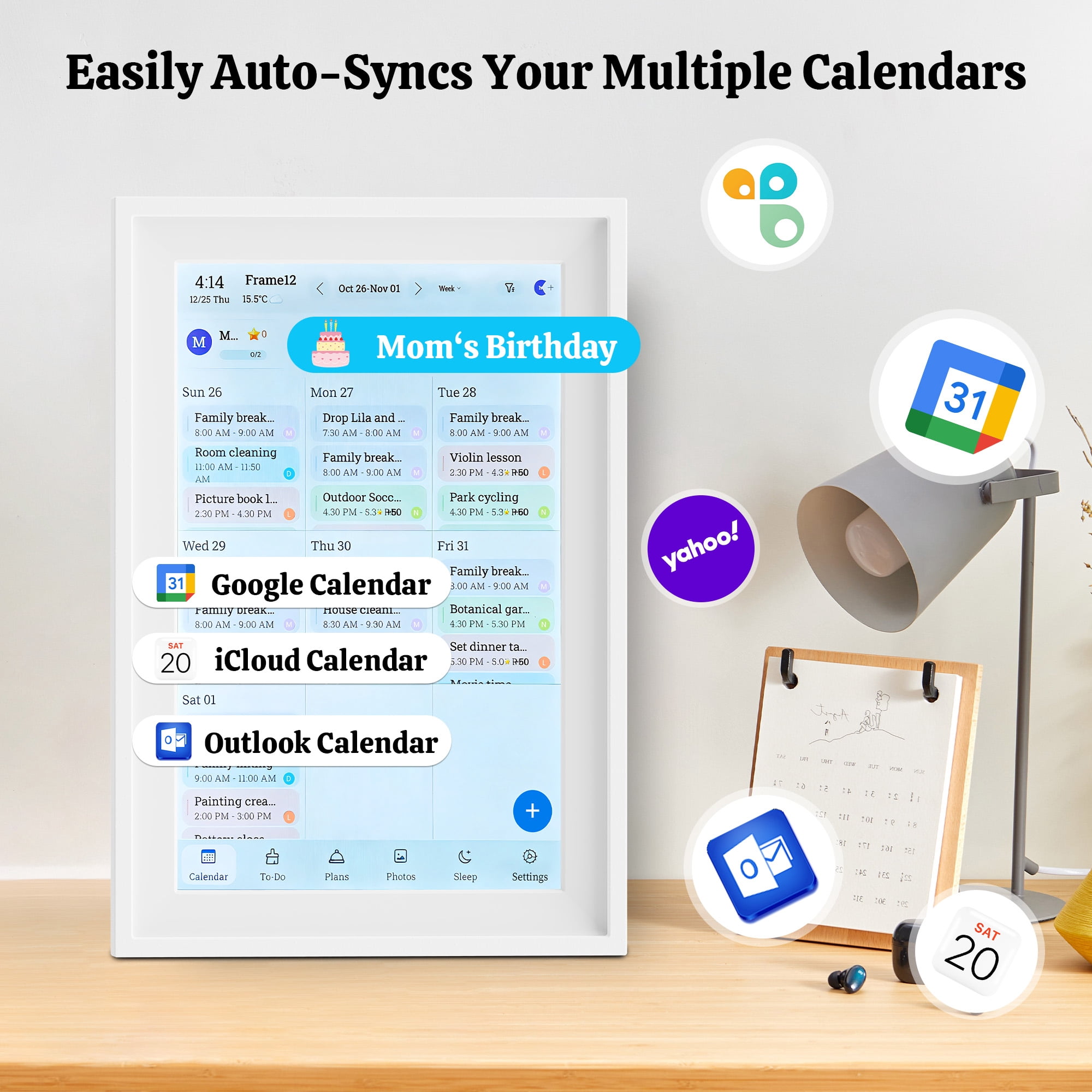 Alichome 10.1'' Digital Calendar Wall Touch Screen, Smart Interactive Sync Schedules, Reward System, Photo/Video Sharing, Father's Day Gifts