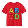 thumbnail image 4 of Boys T-Shirt with ABC Graphic | Back to School Alphabet Tee for Kids | 100% Cotton Short Sleeve Shirt, Red, Sizes 3-10 Years,Size 9 T, 4 of 9