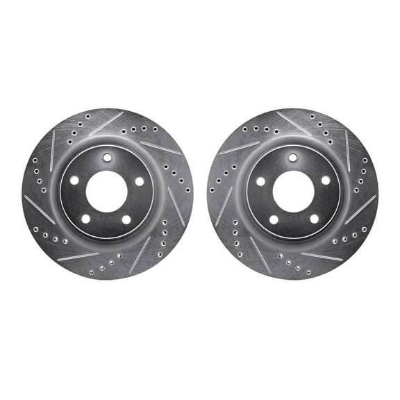 Dynamic Friction Company Front Brake Rotors-Drilled and Slotted-Silver 7002-67045