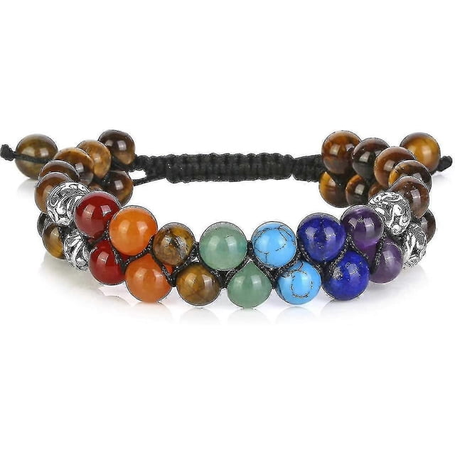 Pulsera de cuentas de chakras, 7 chakras, cristales curativos, pulsera de piedras para yoga, pulseras de meditación, relajación, antiestrés, brazalete para mujeres y hombres.