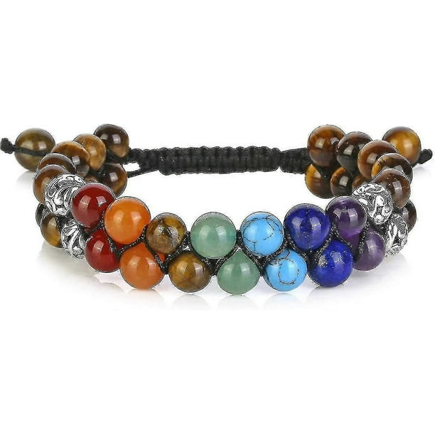 Pulsera de cuentas de chakras, 7 chakras, cristales curativos, pulsera de piedras para yoga, pulseras de meditación, relajación, antiestrés, brazalete para mujeres y hombres.