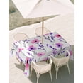 thumbnail image 3 of 54x80 Inch Outdoor Tablecloth with Umbrella Hole Zipper Rectangle Pink Purple Blooming Floral Rectangular Tablecloths Outside Waterproof Summer Botanical Patio Table Cloth Cover for Picnic Party, 3 of 8
