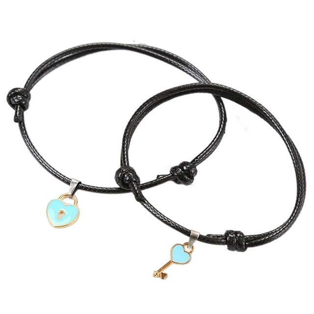 Brazalete de pareja con de corazón Brazaletes para él y para ella Conveniente de usar Ajustado Azul Salvador Parejas Pulseras