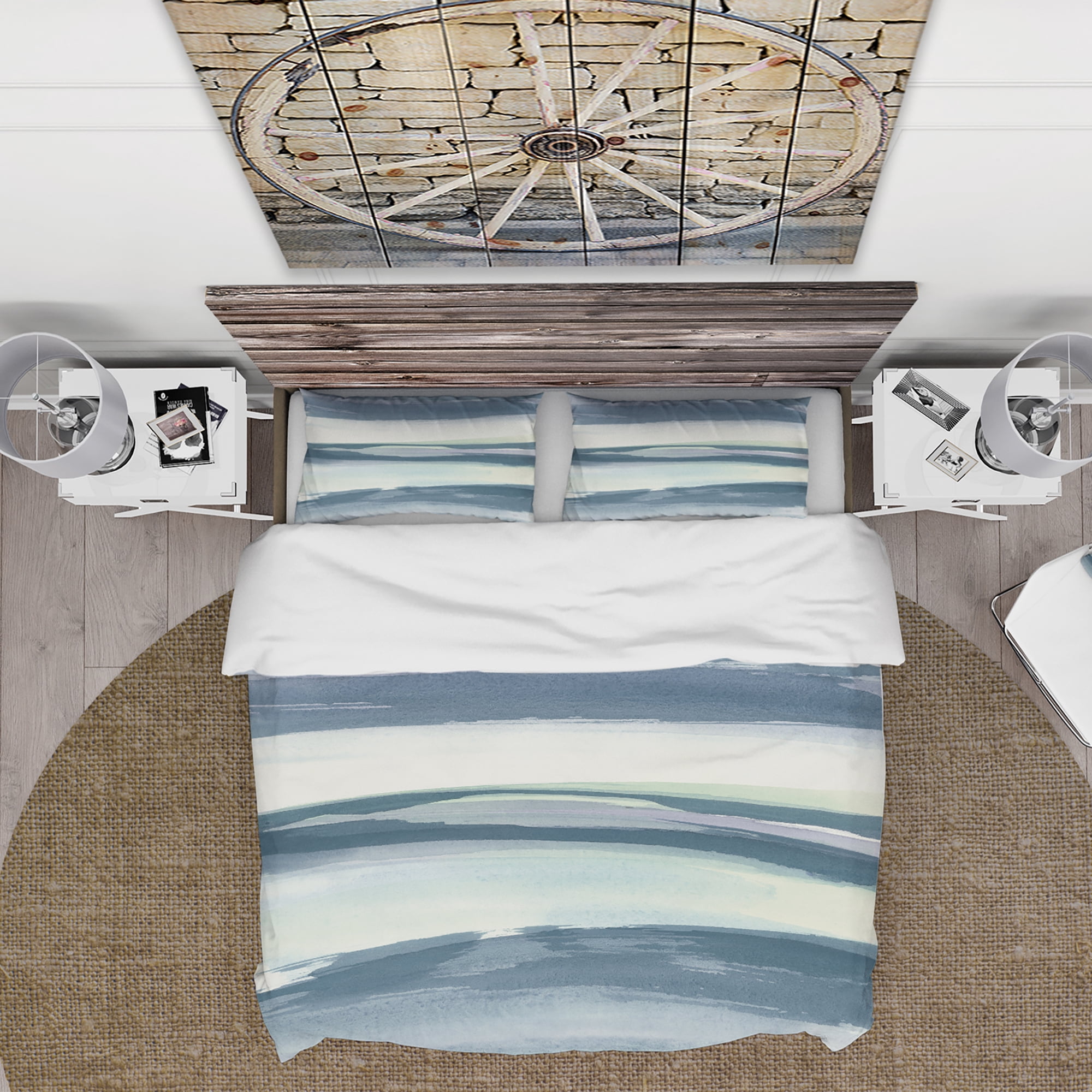 Designart 'Mint Indigo Dawn II' Cottage Duvet Cover Set