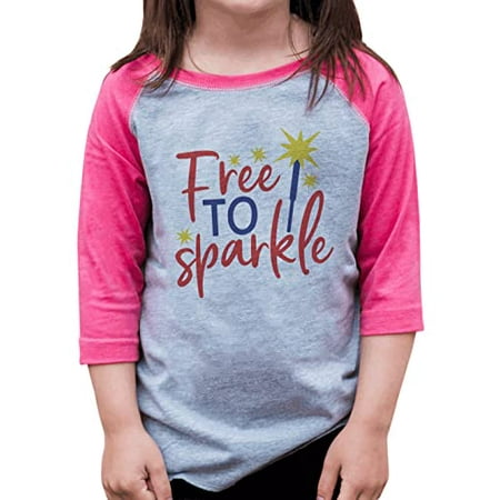 

7 ate 9 Apparel Girls Patriotic 4th of July Shirt - Free to Sparkle Pink Shirt 3T