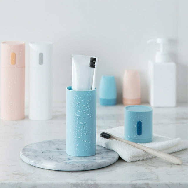 PP Silicone Tooth Brush Storage Box Bathroom Travelling Dustproof Nonslip Replacement Bathroom Toothbrush Toothpaste Case Container Organizer Blue